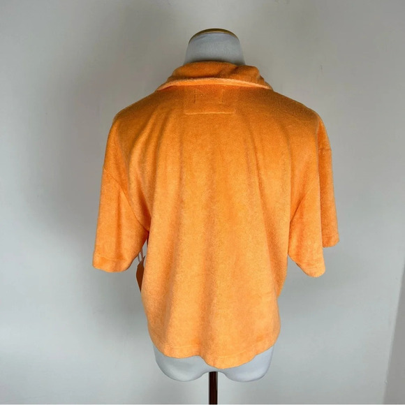 NWT Honorine Tate Terry Cloth Polo Shirt Top Orange Size S - Picture 2 of 4
